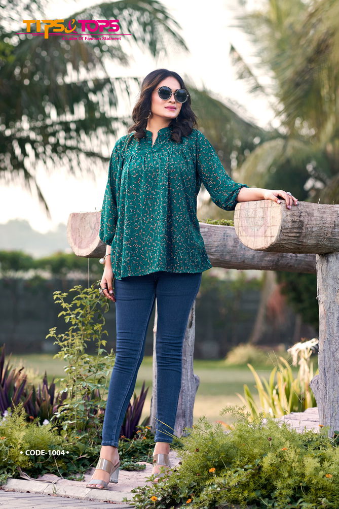 Glamour Vol 2 By Tips And Tops Fancy Printed Ladies Top Western Wholesale Price In Surat
